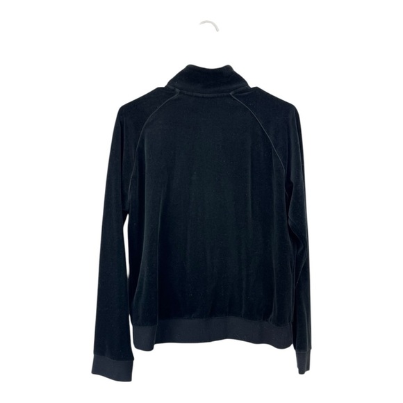 Vintage Y2K Lauren Ralph Lauren Size Large Black Velour Zip Track Jacket Crest - Picture 2 of 6